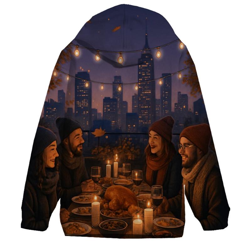 City Rooftop Friendsgiving Glow embroidered hoodies