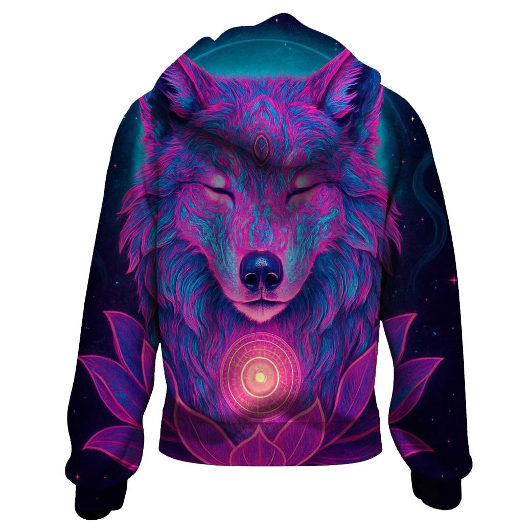 Neon Lotus Wolf Dream printed hoodies