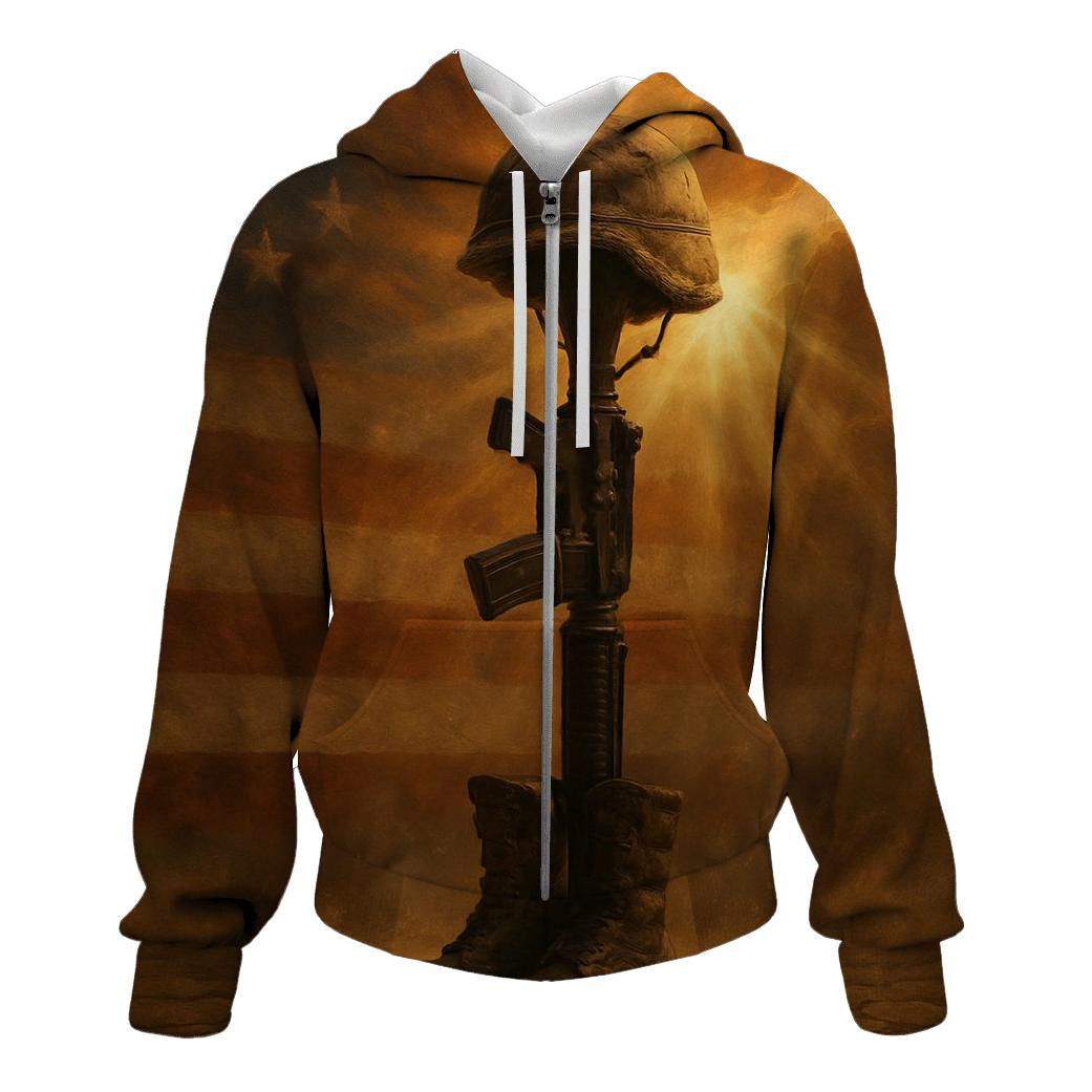 Last Light On The Battlefield Cross embroidered hoodies