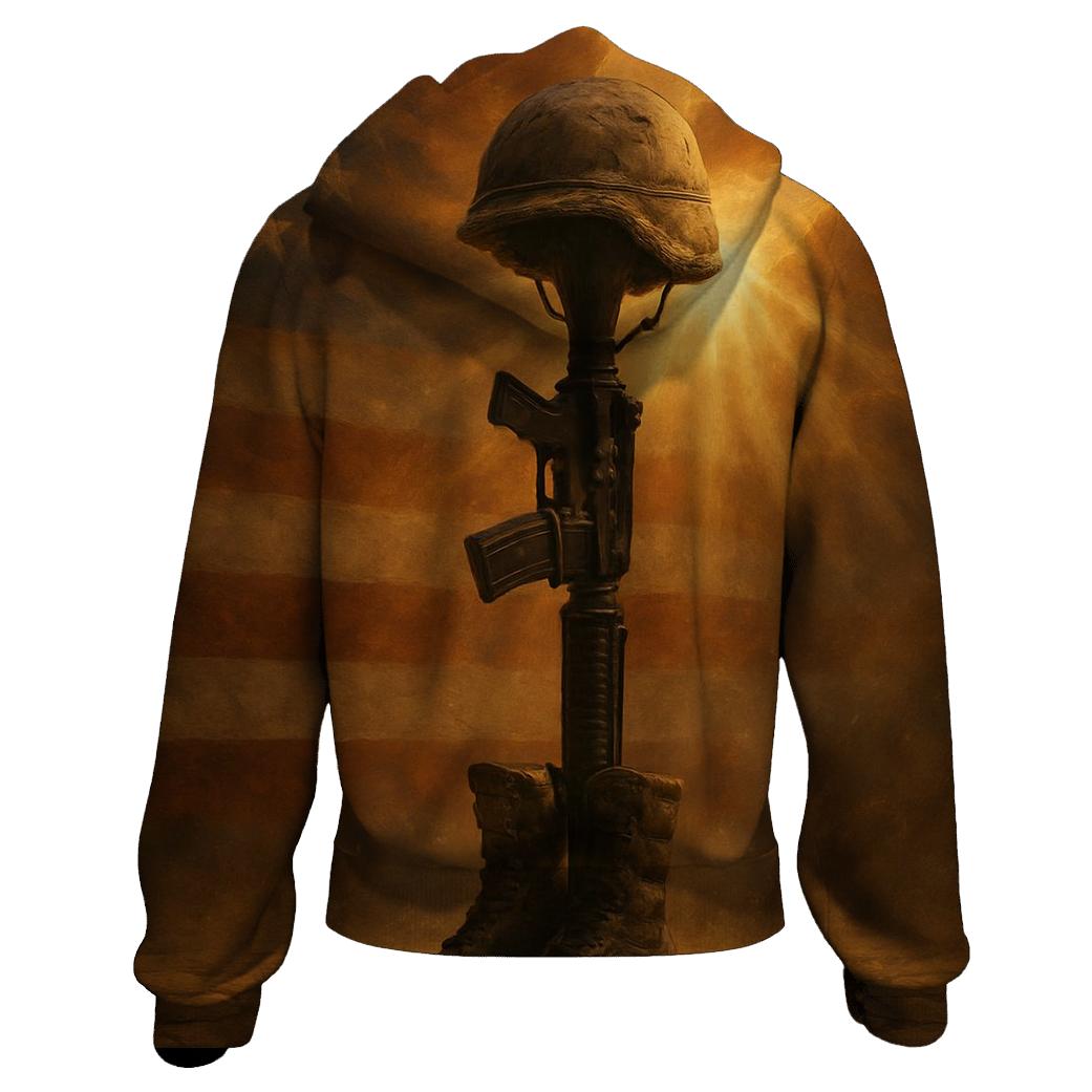 Last Light On The Battlefield Cross embroidered hoodies