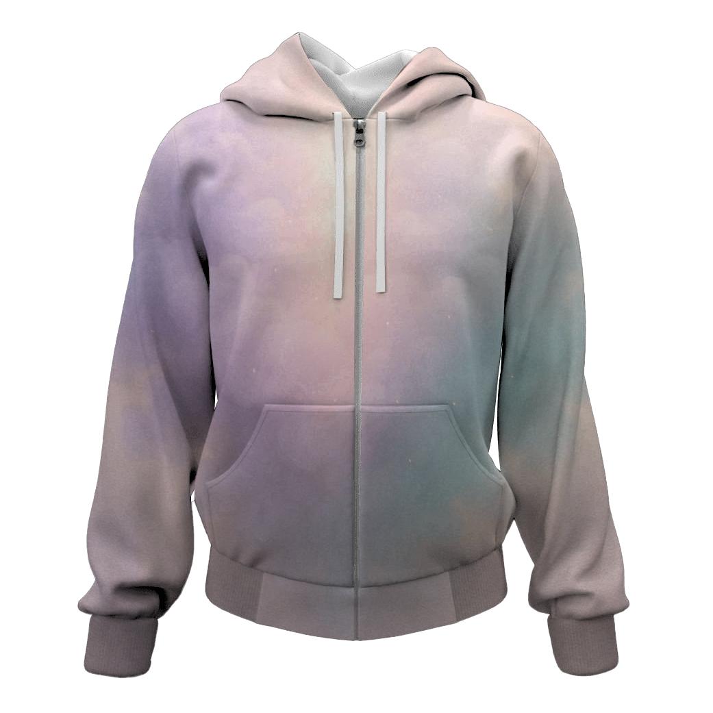 Cosmic Mist Gradient Bloom zip-up hoodies