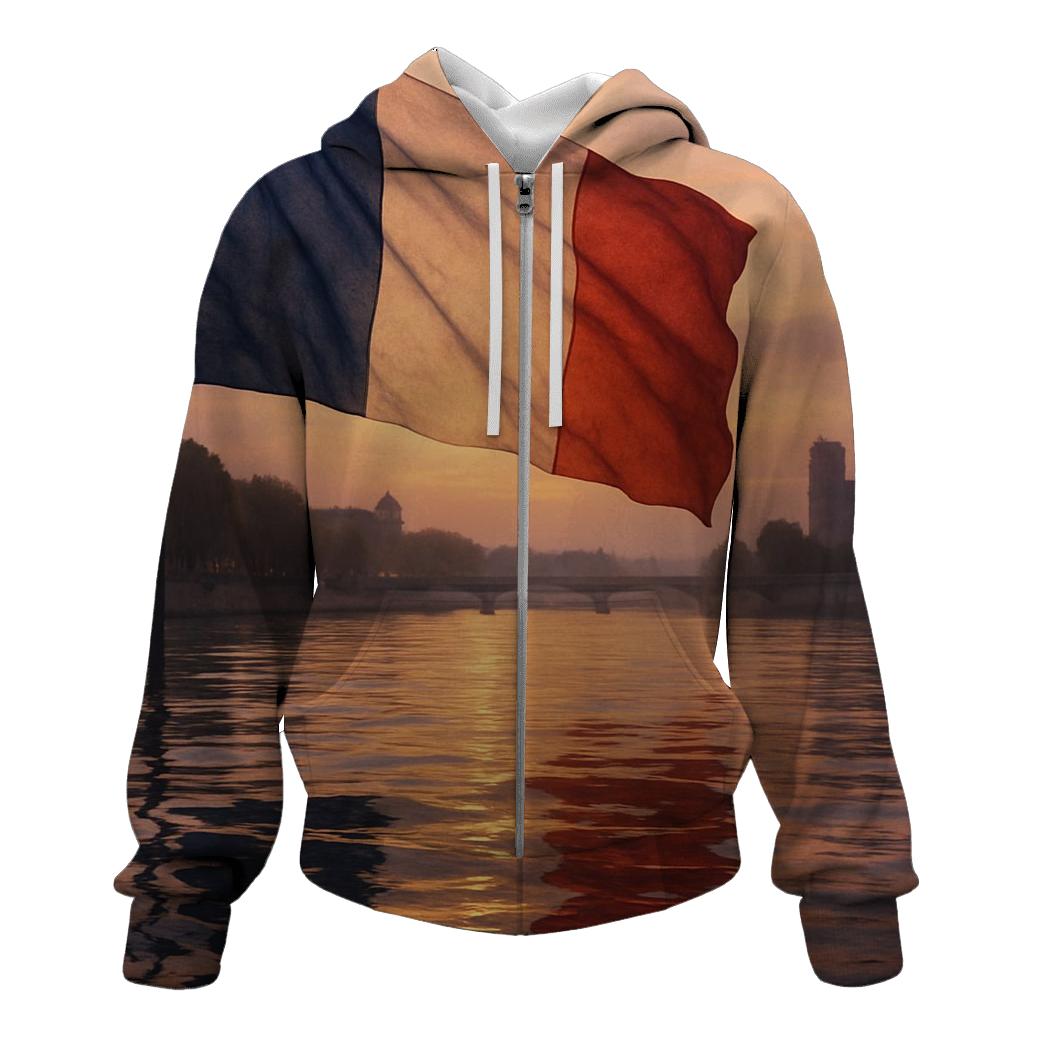 French Flag Reflections On The Seine printed hoodies
