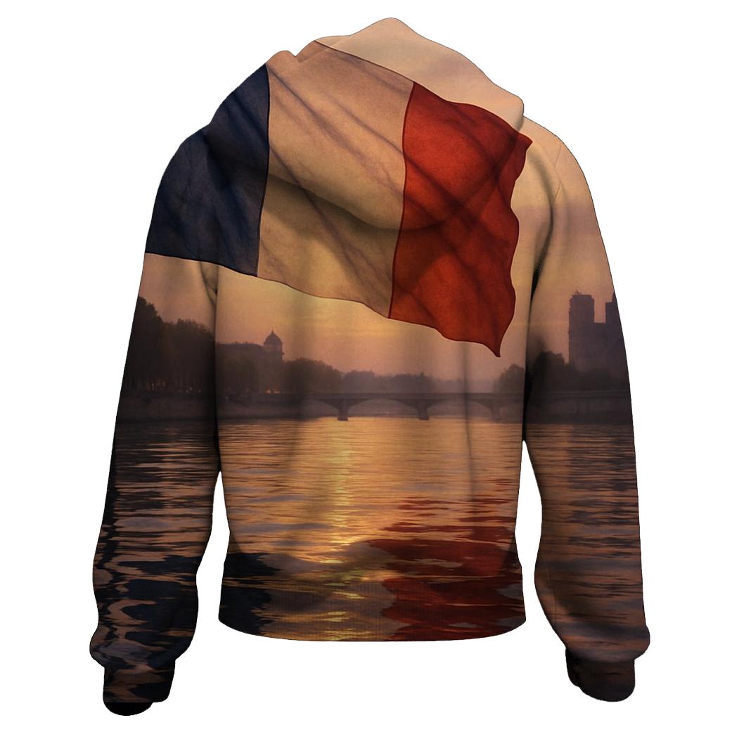 French Flag Reflections On The Seine printed hoodies