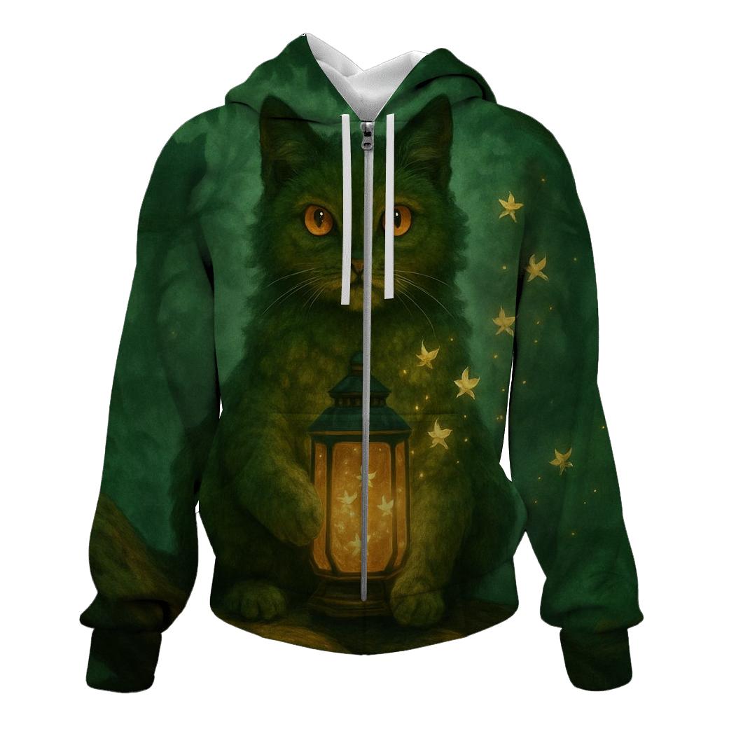 Forest Lantern Guardian Cat pullover hoodies