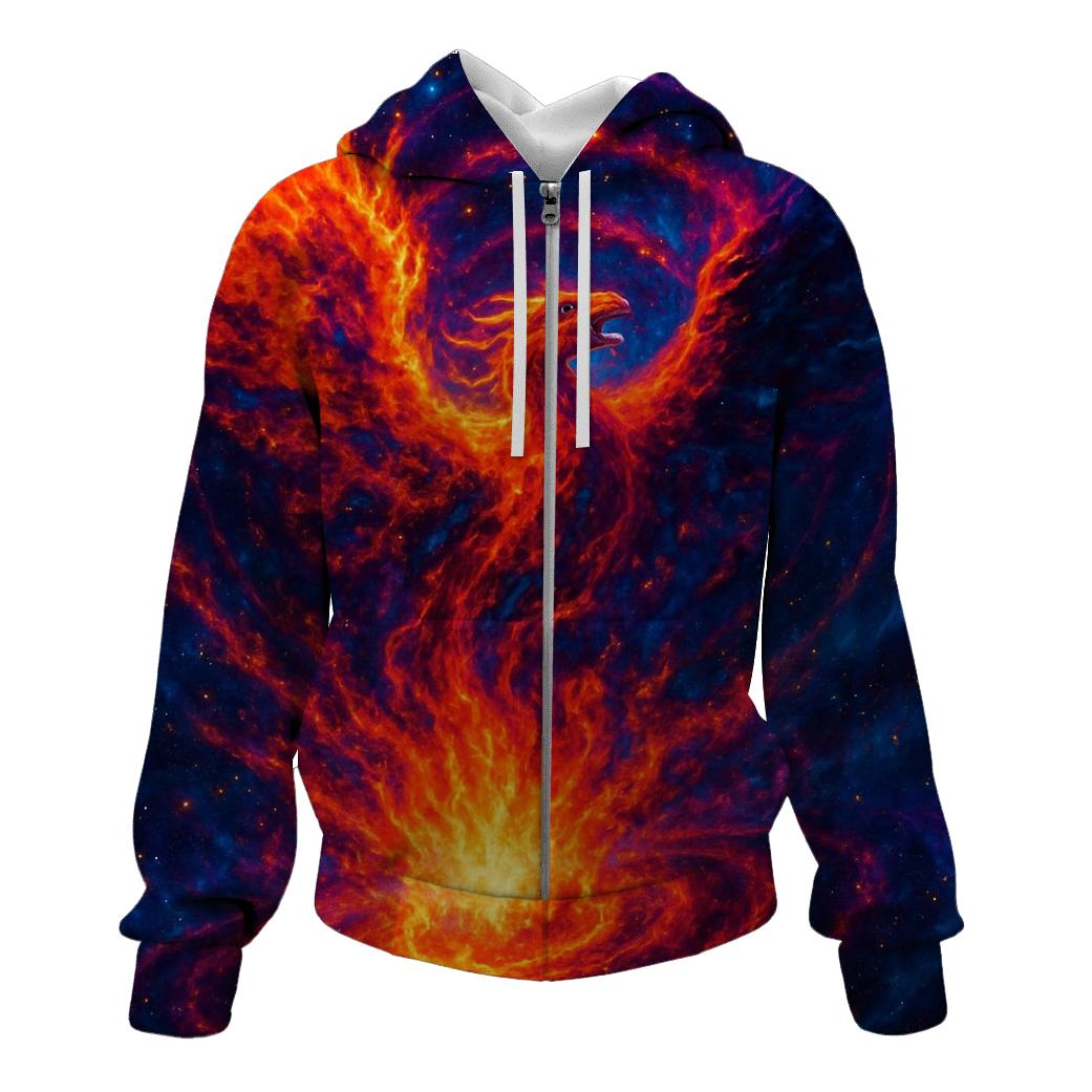 Phoenix Nebula Rebirth Surge zip-up hoodies