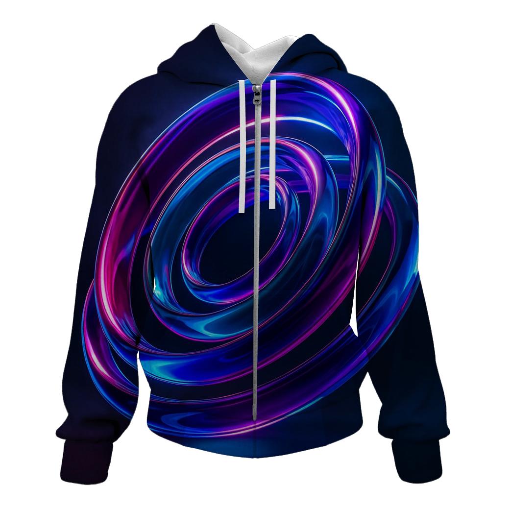 Orbiting Glass Gradient Rings graphic hoodies
