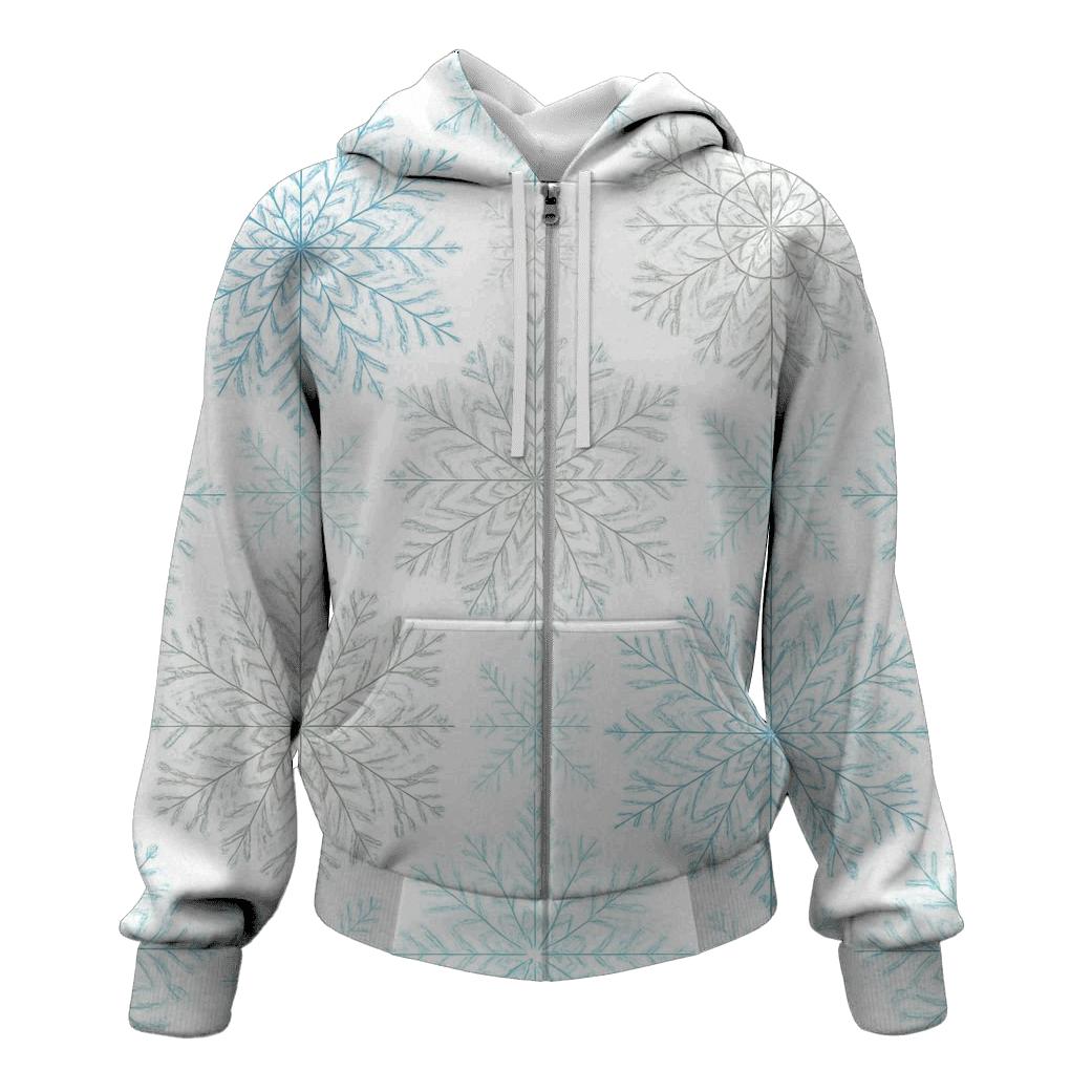 Snowflake Kaleidoscope On Icy White hoodie designs
