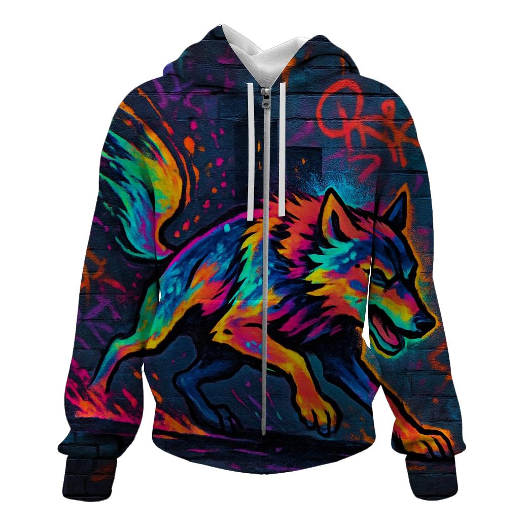 Graffiti Metro Wolf zip-up hoodies