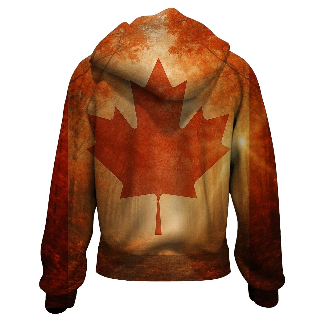 Canadian Maple Forest Double Exposure printed hoodies