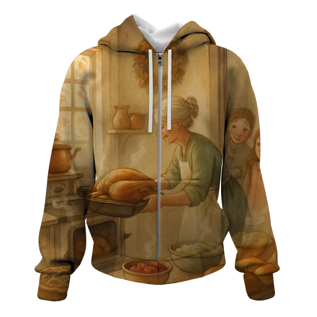 Grandmas Kitchen Thanksgiving Warmth zip-up hoodies