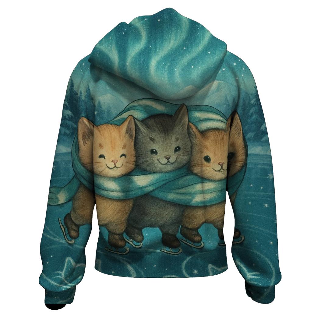 Aurora Ice Skating Kittens heavyweight hoodies