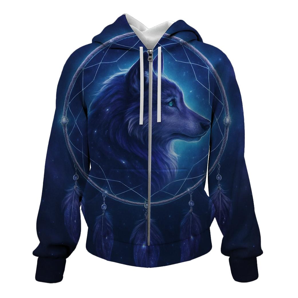 Celestial Dreamcatcher Wolf premium hoodies