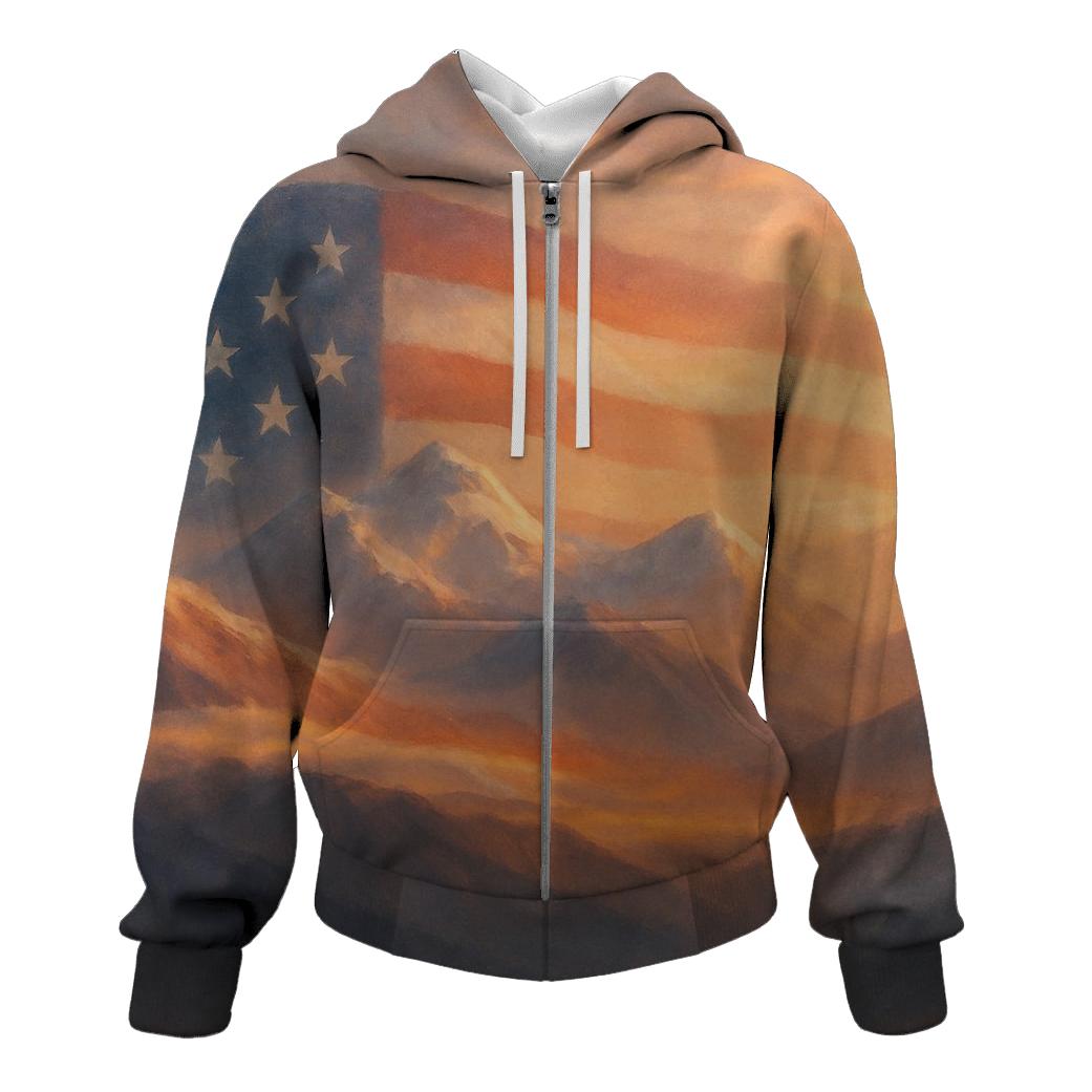 Mountain Dawn Star Spangled Horizon embroidered hoodies