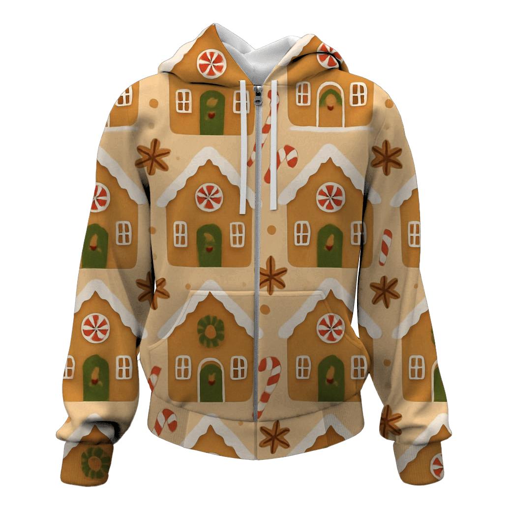 Gingerbread Village Tiles On Soft Beige designer hoodies