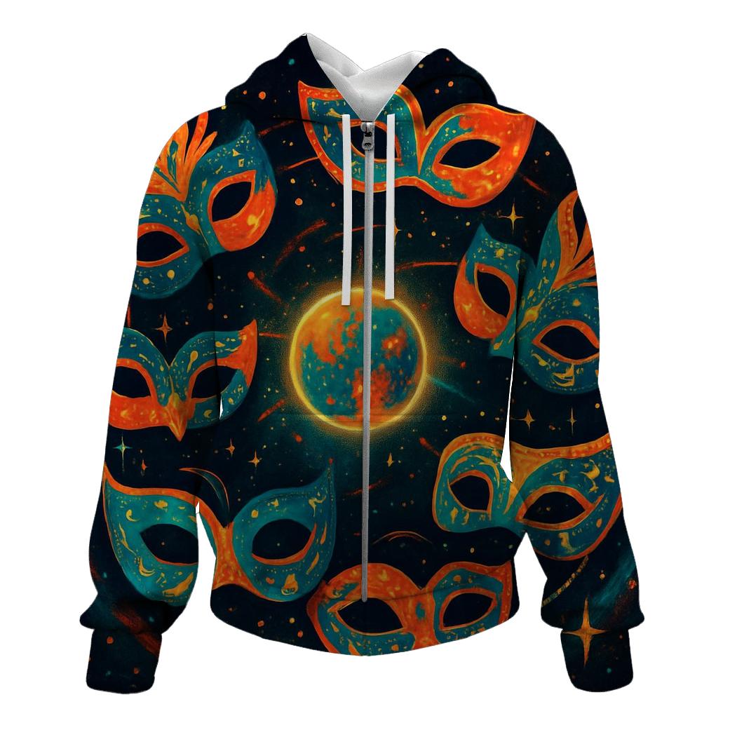 Orbiting Masks Of The Star Carnival embroidered hoodies