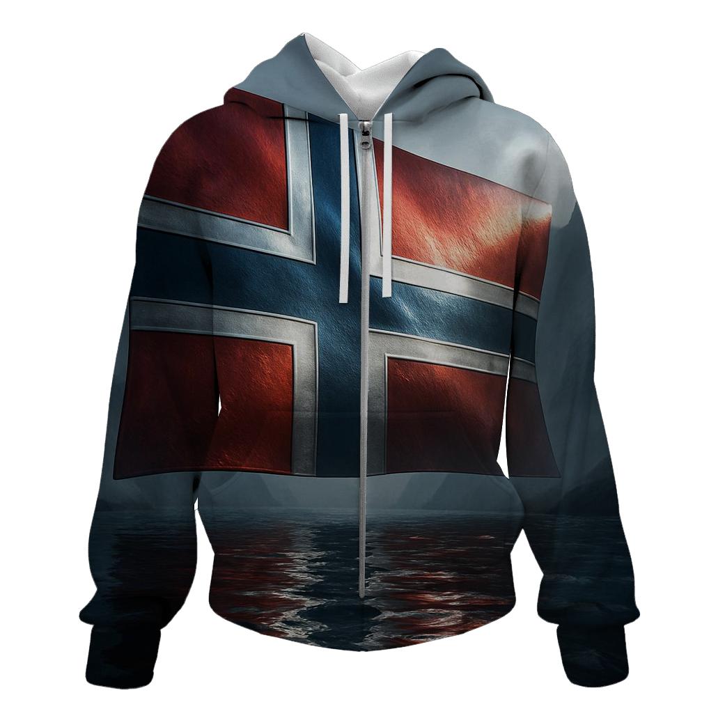 Norwegian Fjord Metallic Banner embroidered hoodies