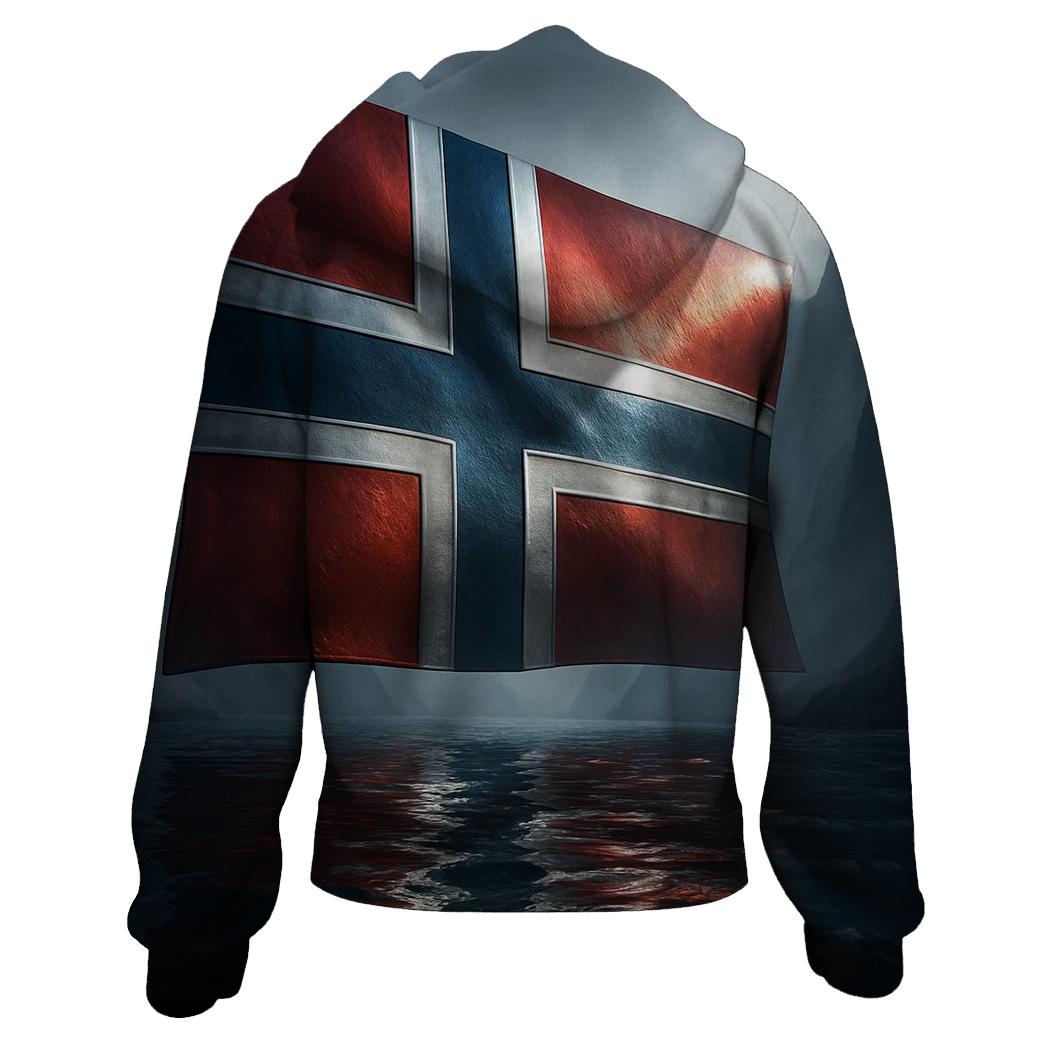 Norwegian Fjord Metallic Banner embroidered hoodies