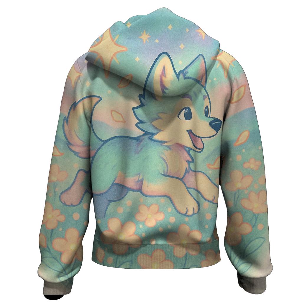 Starlit Meadow Pup printed hoodies