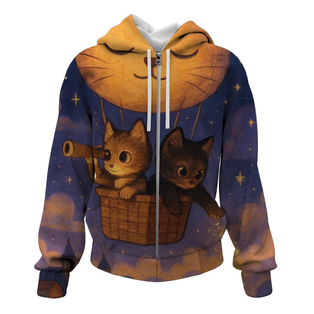 Starlit Balloon Voyage Cats hoodie designs
