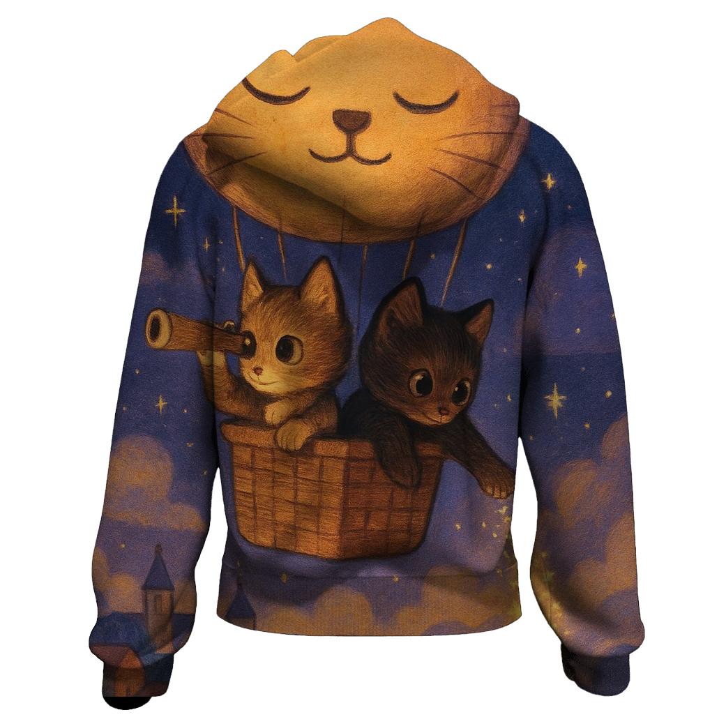 Starlit Balloon Voyage Cats hoodie designs