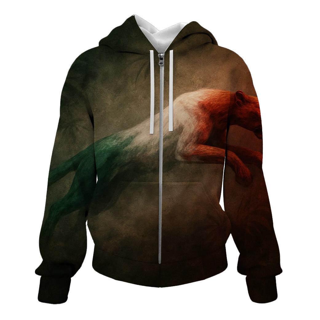 Mexican Flag Jaguar Spirit zip-up hoodies