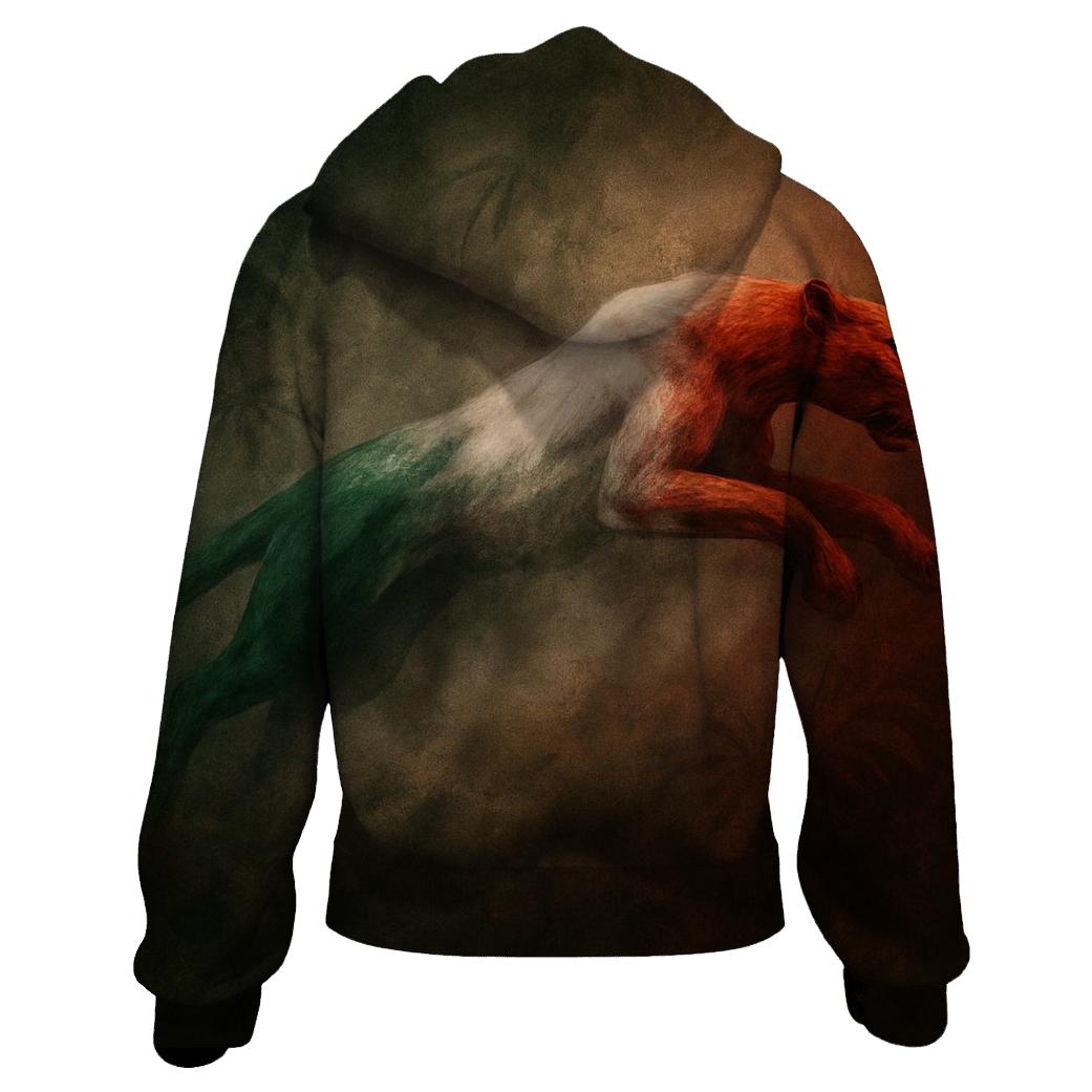 Mexican Flag Jaguar Spirit zip-up hoodies