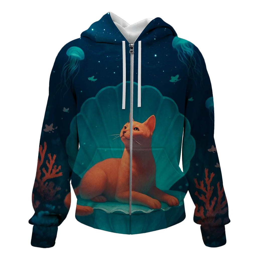 Coral Reef Stargazer Cat graphic hoodies
