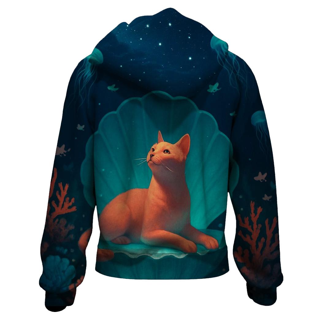Coral Reef Stargazer Cat graphic hoodies
