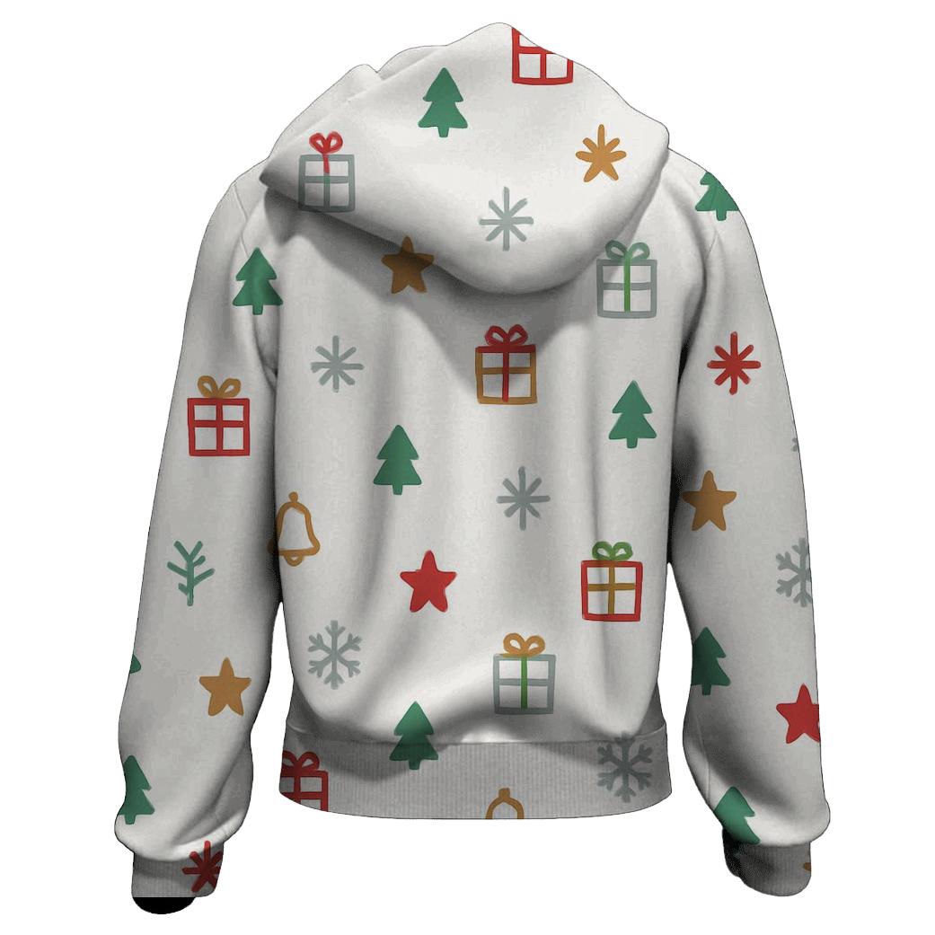 Minimalist Christmas Icon Scatter On White lightweight hoodies