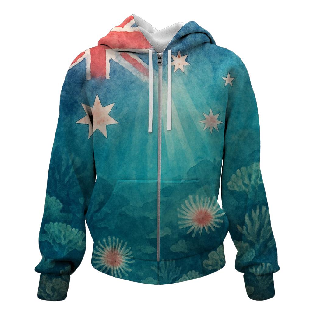 Australian Coral Dream Flag Reef embroidered hoodies
