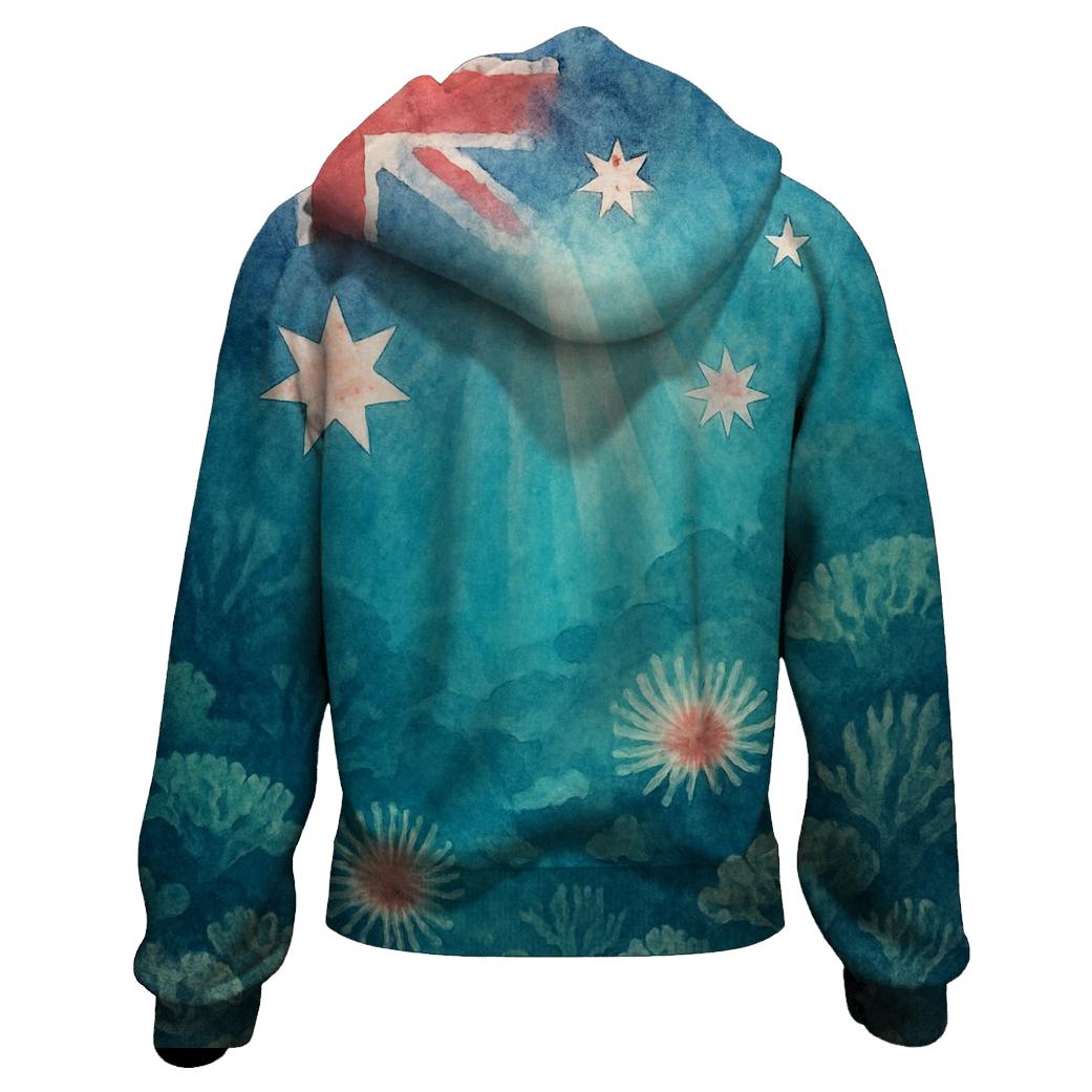 Australian Coral Dream Flag Reef embroidered hoodies