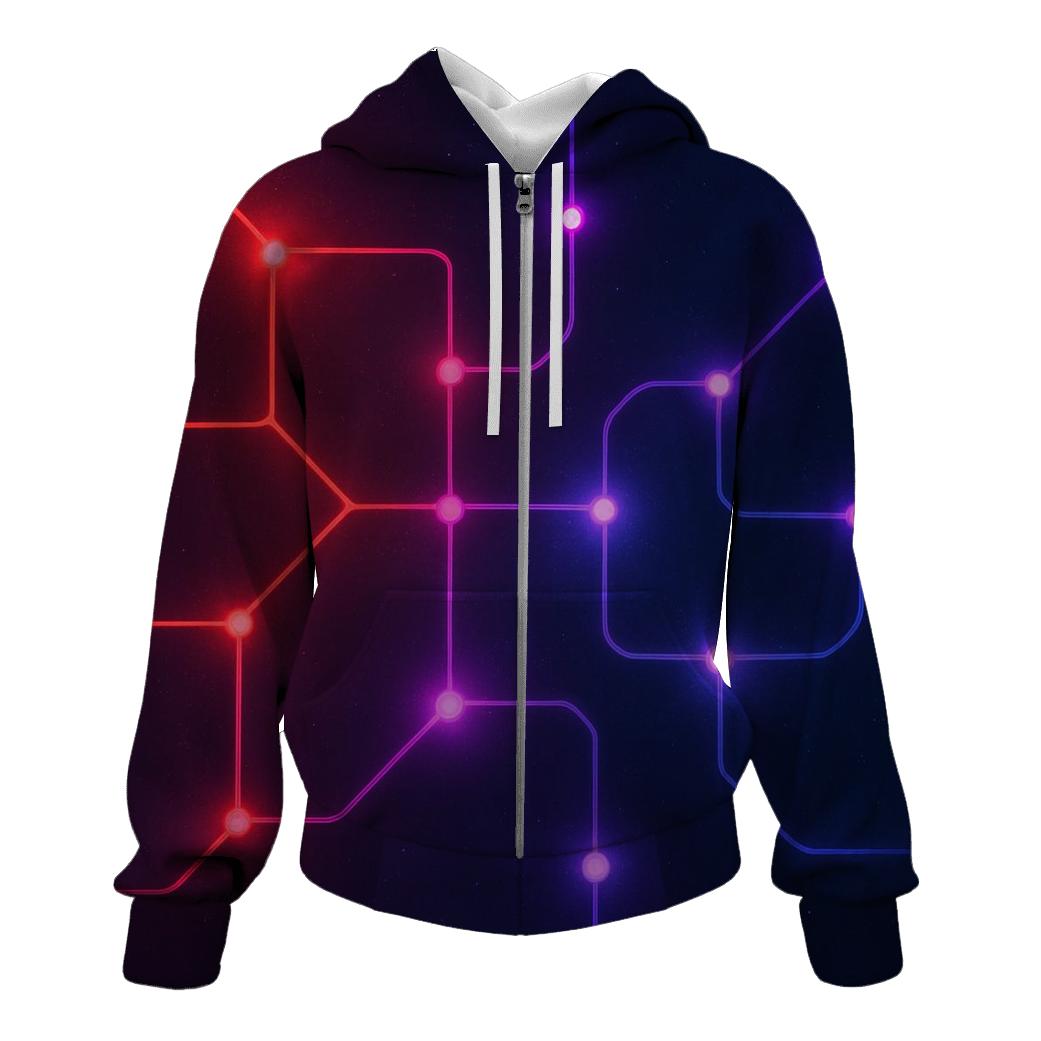 Starlit Circuit Gradient Grid custom hoodies