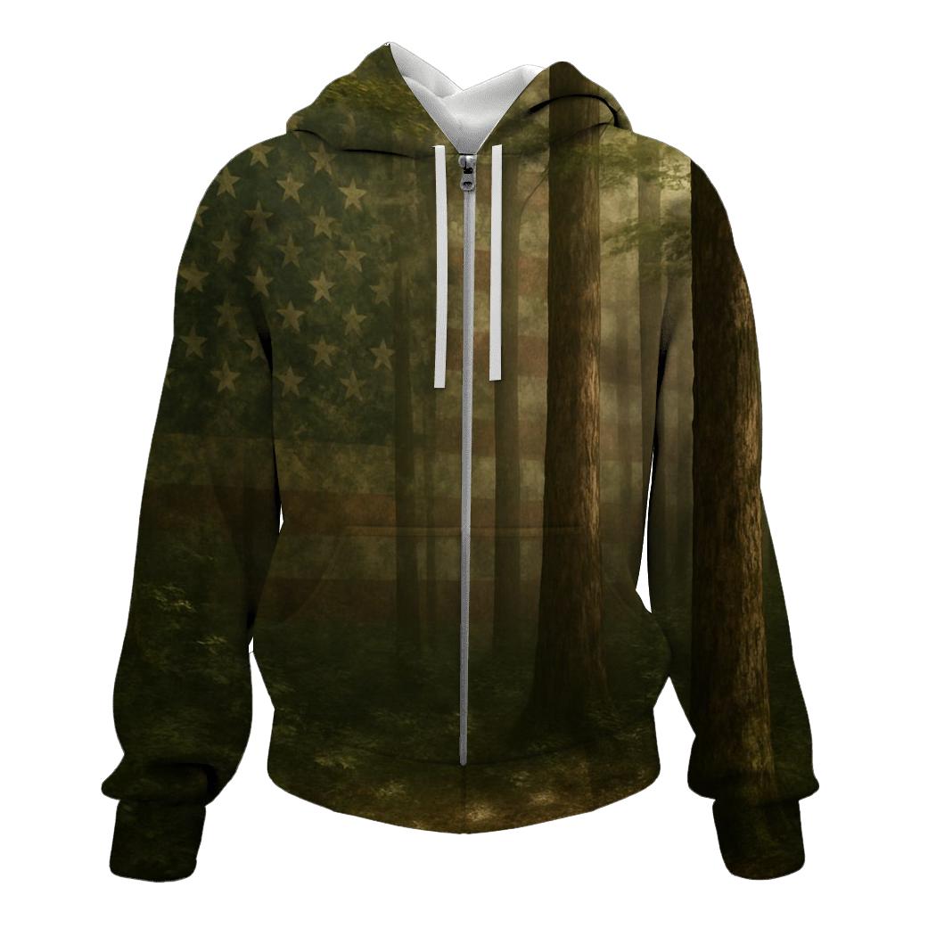 Forest Camouflage Stars Under Canopy lightweight hoodies