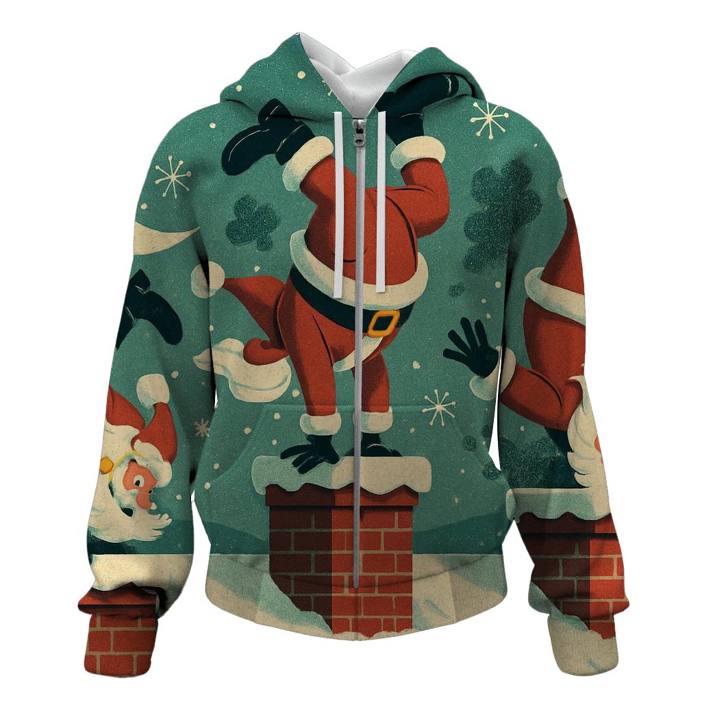 Santa Chimney Acrobatics embroidered hoodies