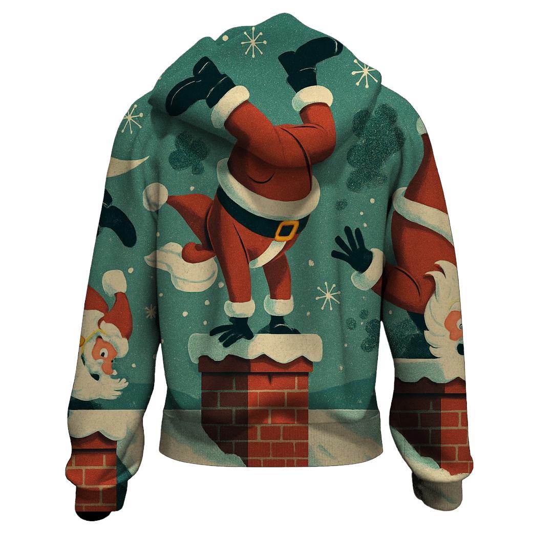 Santa Chimney Acrobatics embroidered hoodies