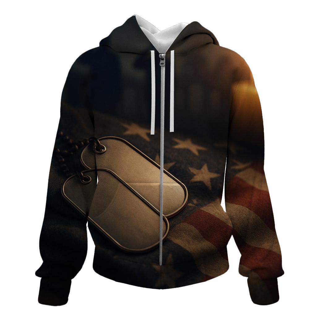 Dog Tags Of A Grateful Nation embroidered hoodies