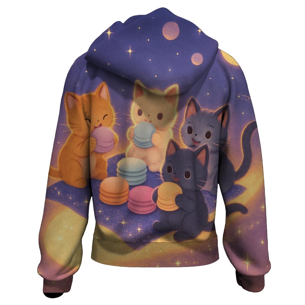 Comet Trail Picnic Kittens embroidered hoodies