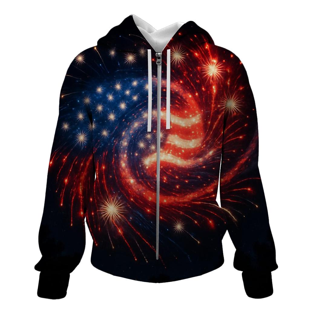 Fireworks Spiral Flag Galaxy designer hoodies