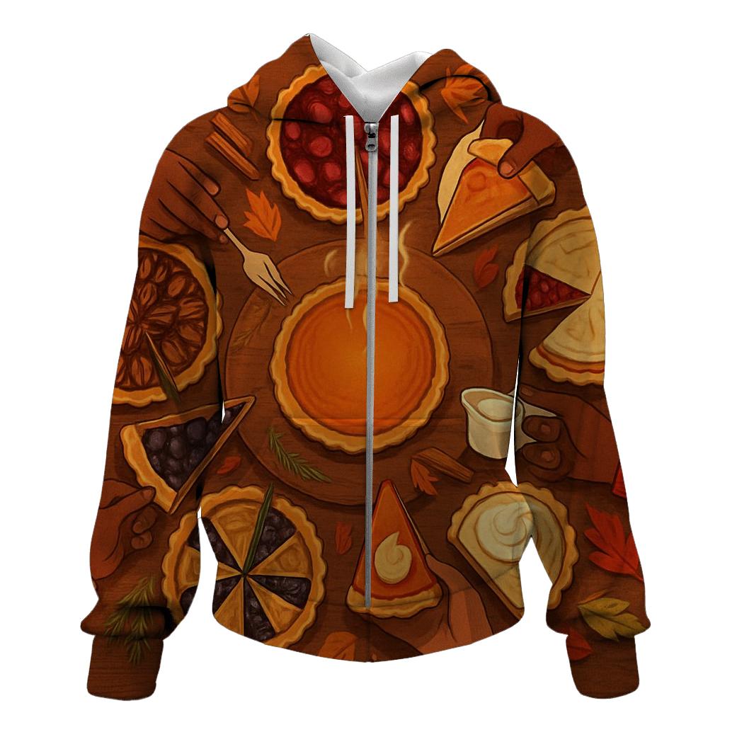 Pie Circle Gratitude Gathering zip-up hoodies