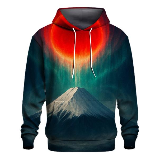 Aurora Over Mount Fuji Japan Flag Sky embroidered hoodies