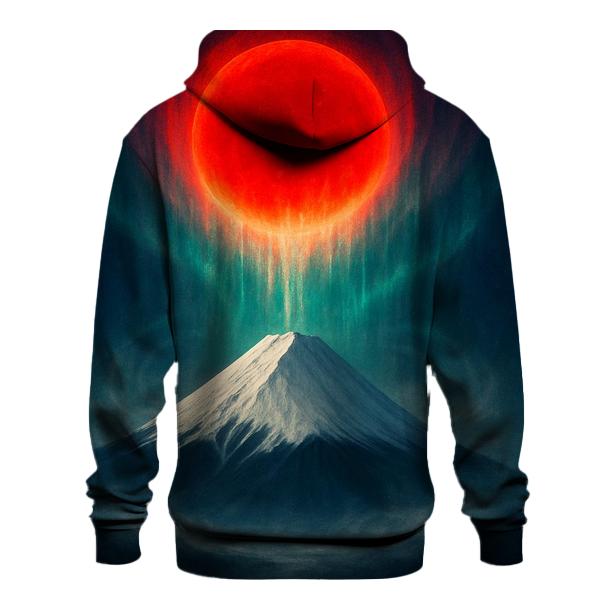 Aurora Over Mount Fuji Japan Flag Sky embroidered hoodies