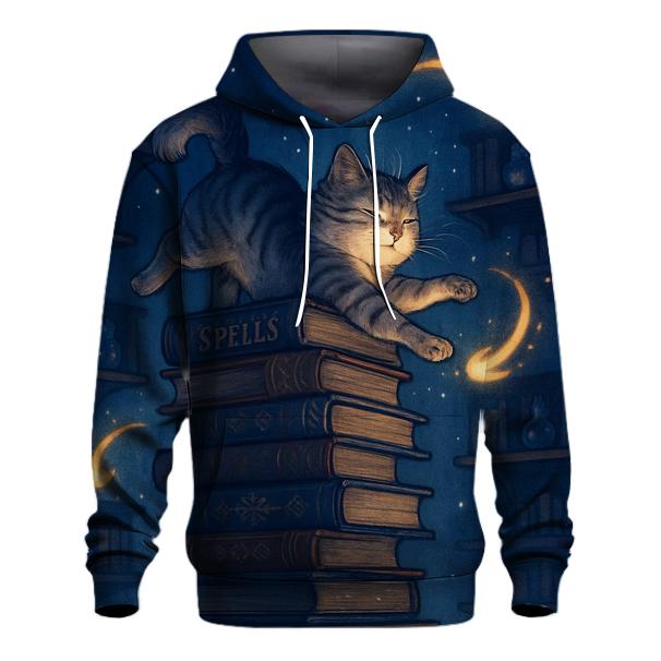 Moonlit Library Cat Dream premium hoodies