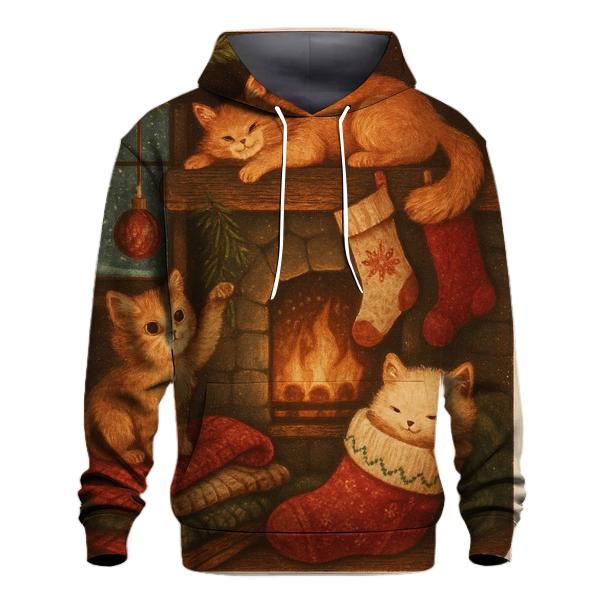 Cozy Cabin Christmas Cats premium hoodies