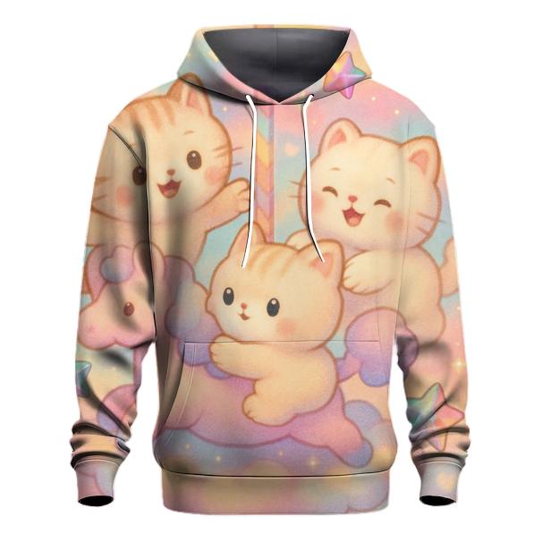 Candy Cloud Carousel Cats printed hoodies