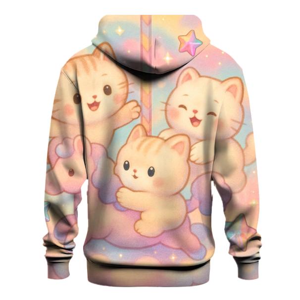 Candy Cloud Carousel Cats printed hoodies