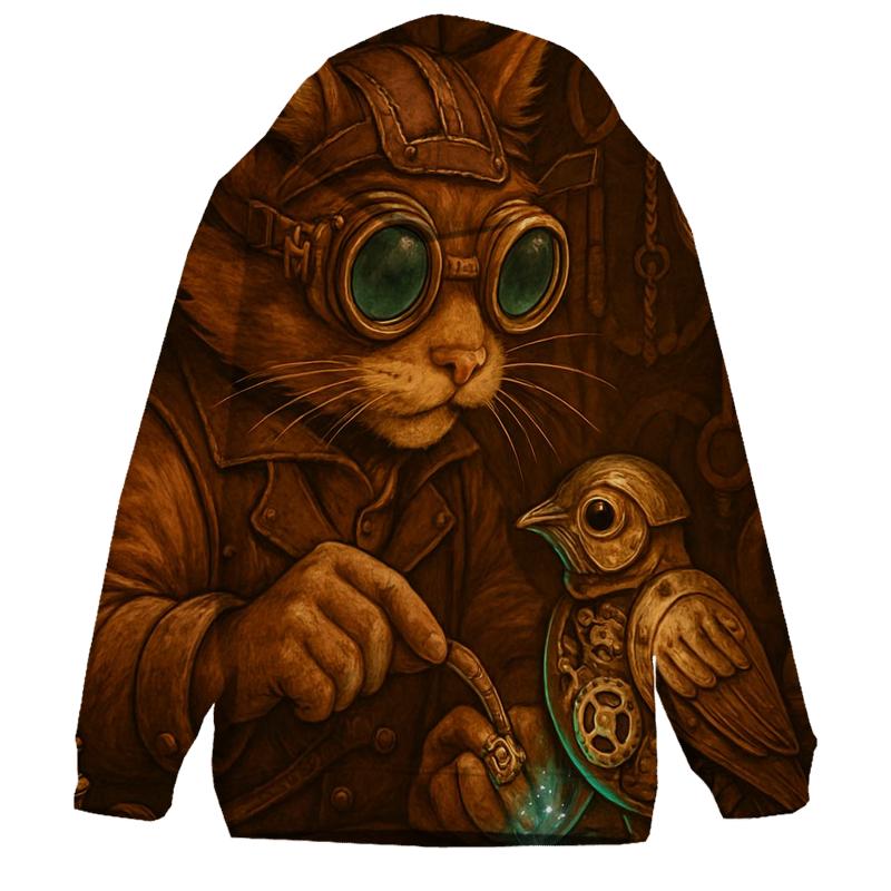 Clockwork Tinkerer Steampunk Cat heavyweight hoodies