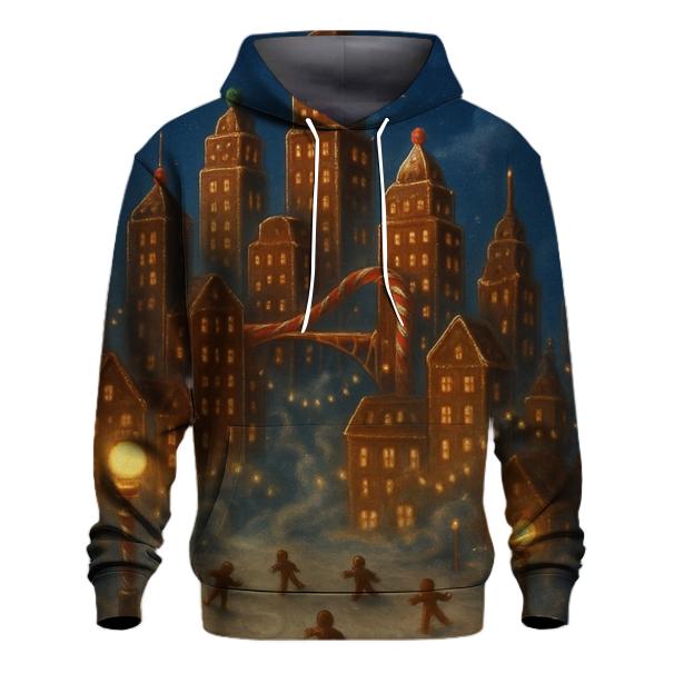 Midnight Gingerbread Cityscape heavyweight hoodies