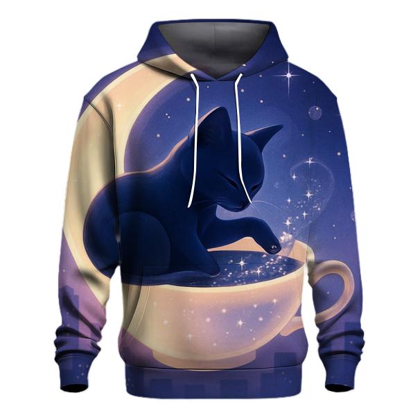 Star Tea With Crescent Cat embroidered hoodies