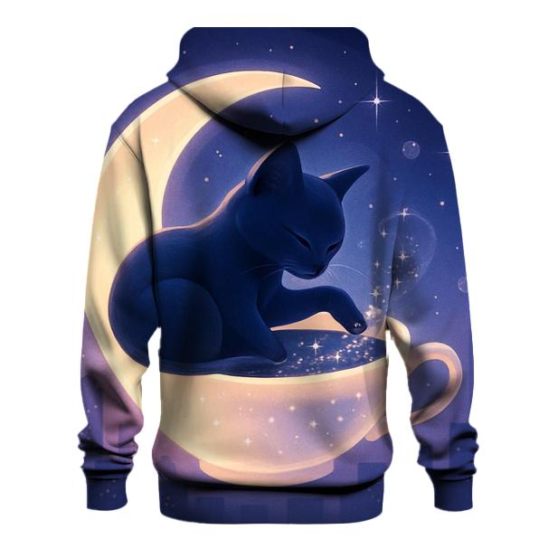 Star Tea With Crescent Cat embroidered hoodies