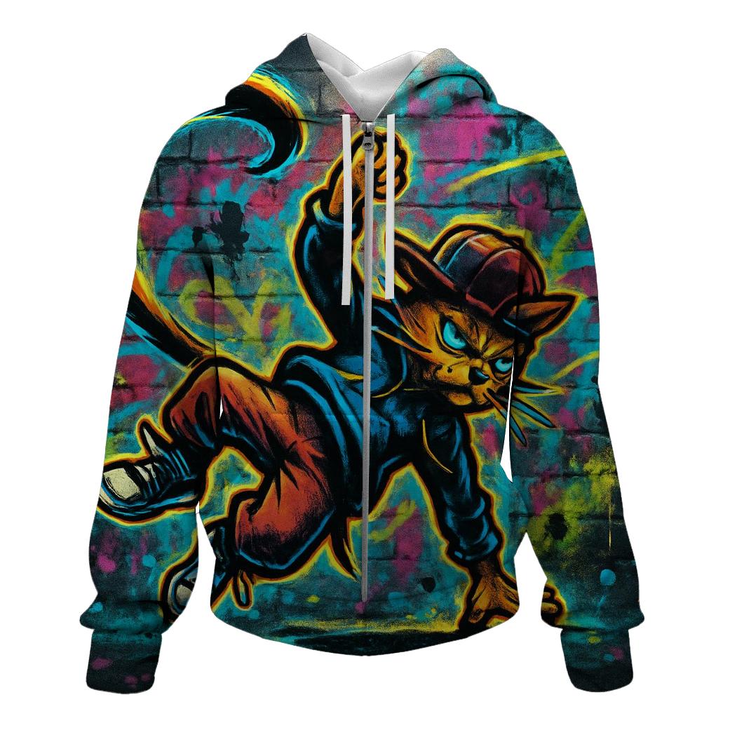 Graffiti Back Alley Breakdance Cat pullover hoodies